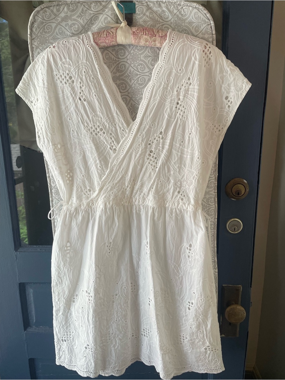 White Eyelet Surplice Coverup